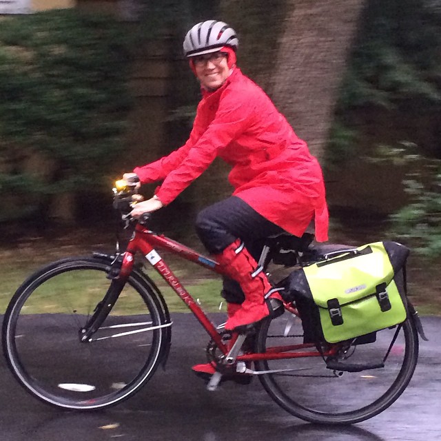 Laura Torchio Rainy Day Bike Commuter